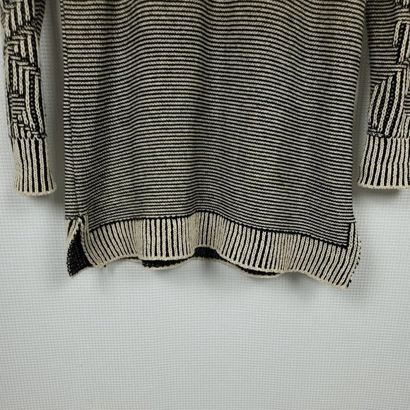 COTTON Striped Black and White Women's Sweater - Picture 10 of 11